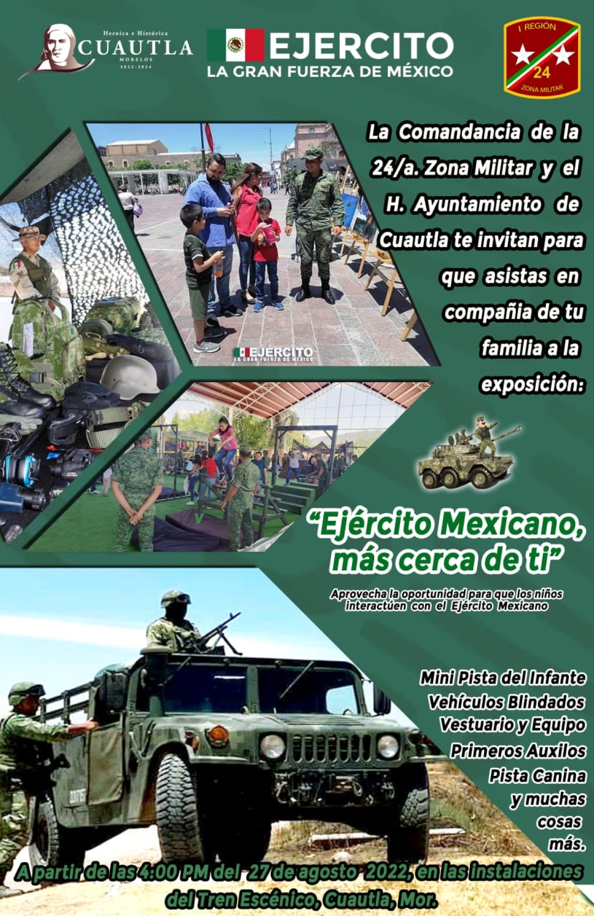 Realizarán exposición 'Ejército Mexicano, más cerca de ti' en Cuautla