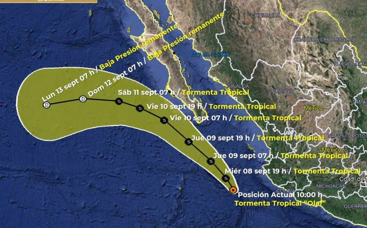 Alertan a estos estados por tormenta tropical "Olaf"
