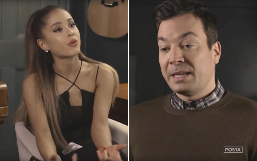 Esto pasa cuando Ariana Grande y Jimmy Fallon hablan con canciones