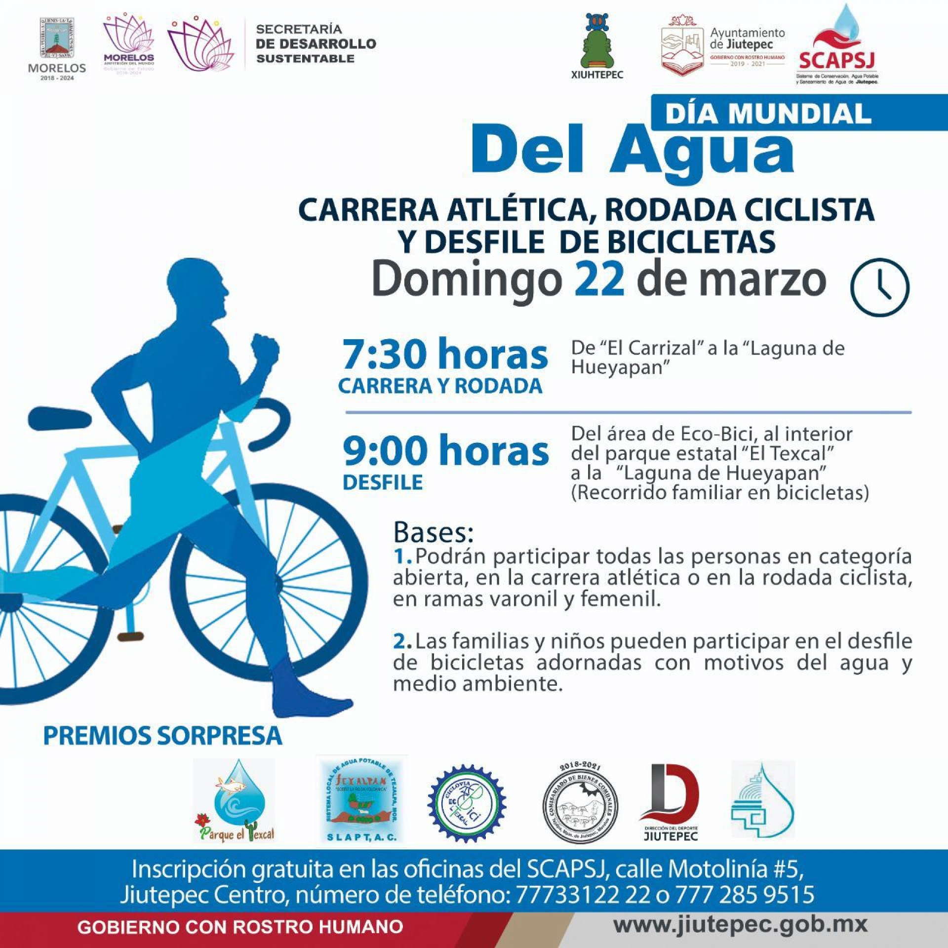 Realizarán carrera atlética y rodada ciclista en Jiutepec, en el Día Mundial del Agua