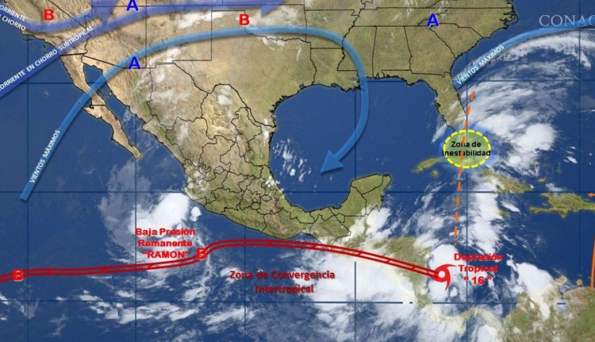 Depresión ‘Ramón’ y canal de baja presión provocarán lluvias en México