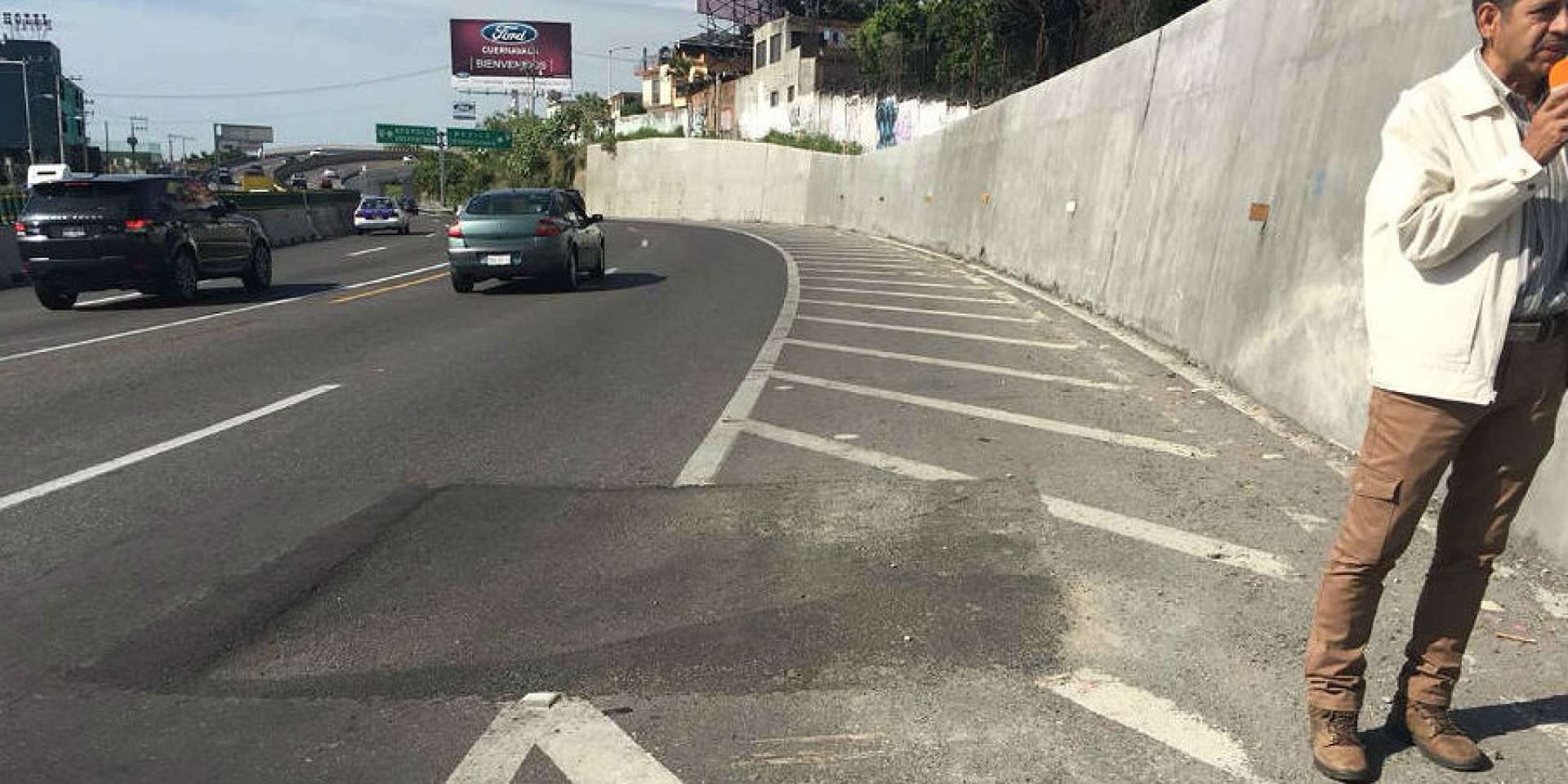 Revisa PC Cuernavaca hundimiento en el paso exprés