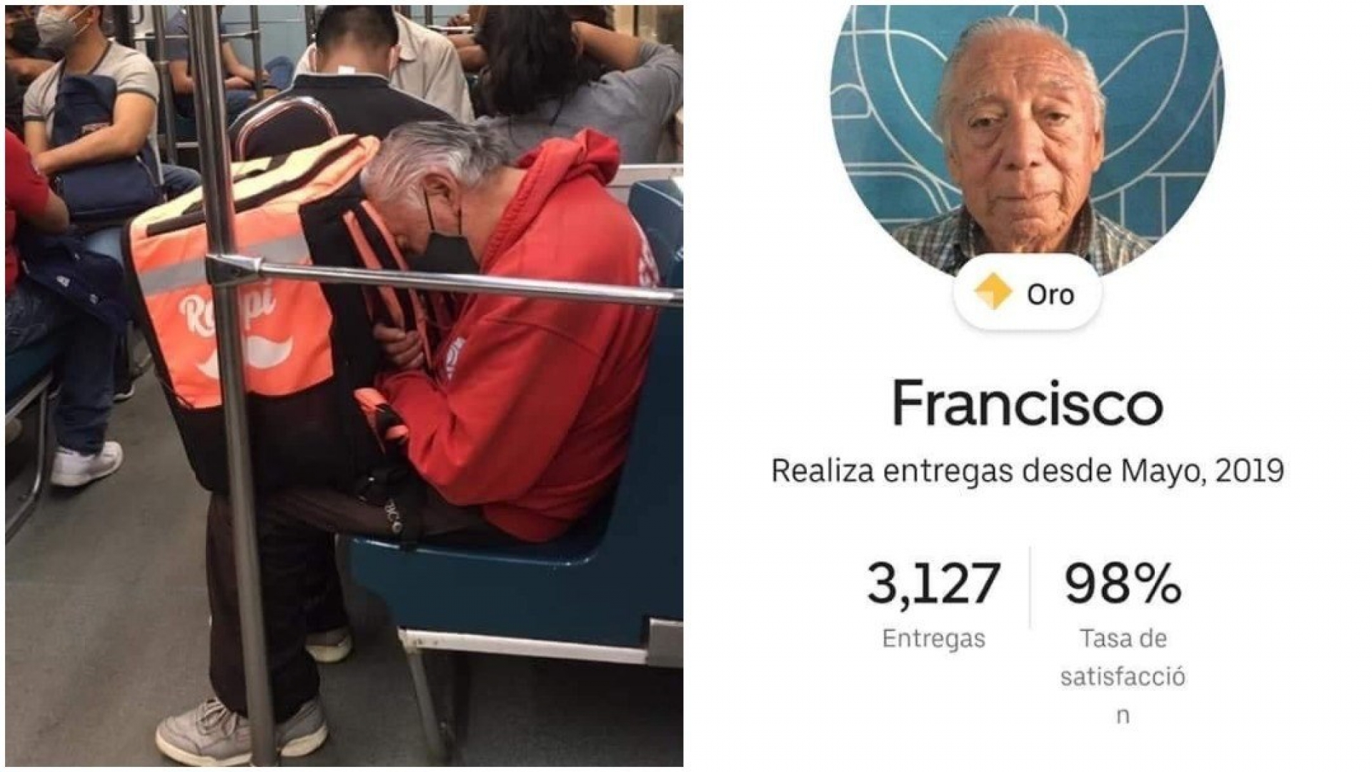 Abuelito repartidor de comida se vuelve viral en redes y esta es su historia