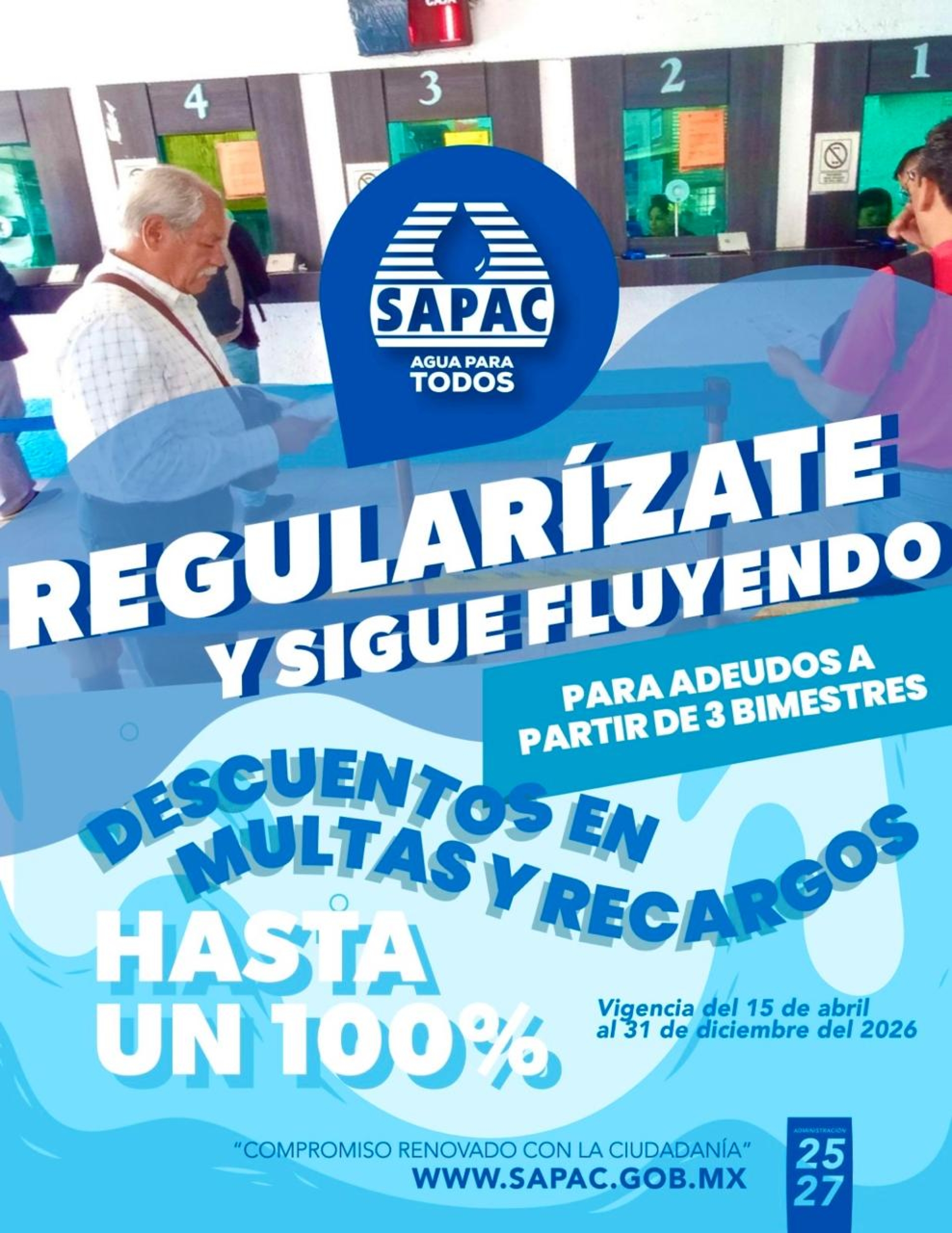 SAPAC lanza campaña 'Regularízate y sigue fluyendo' con hasta 100% de descuento en multas y recargos