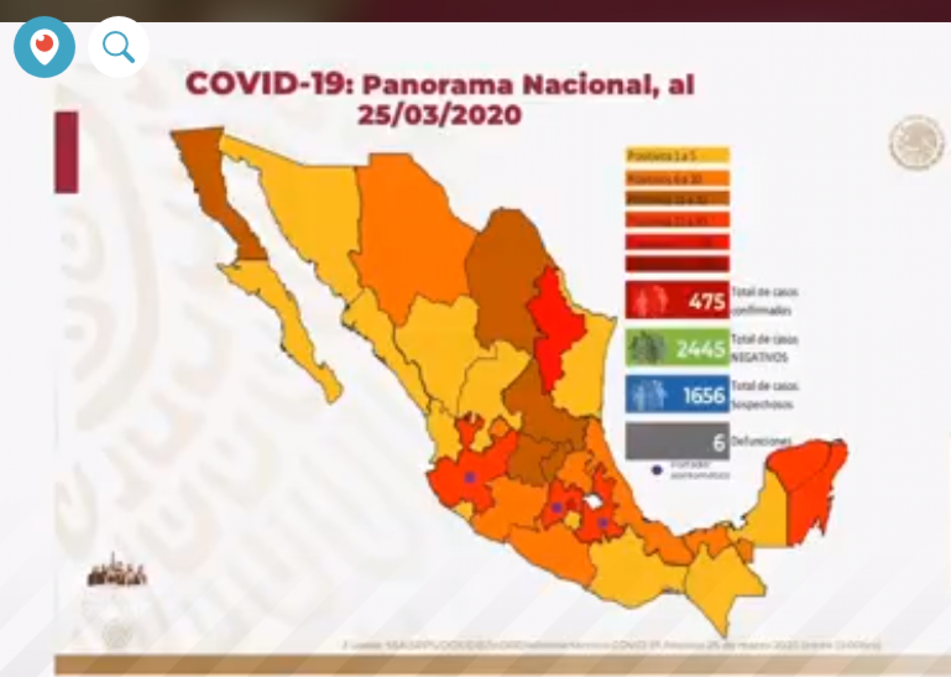 475 casos de coronavirus Covid-19 confirmados en México, en el recuento oficial