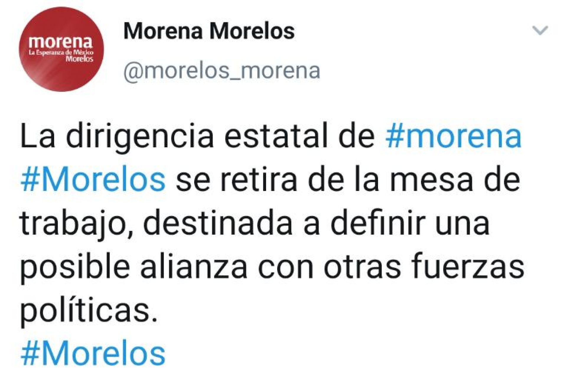 Se retira Morena Morelos de negociación sobre posible alianza electoral