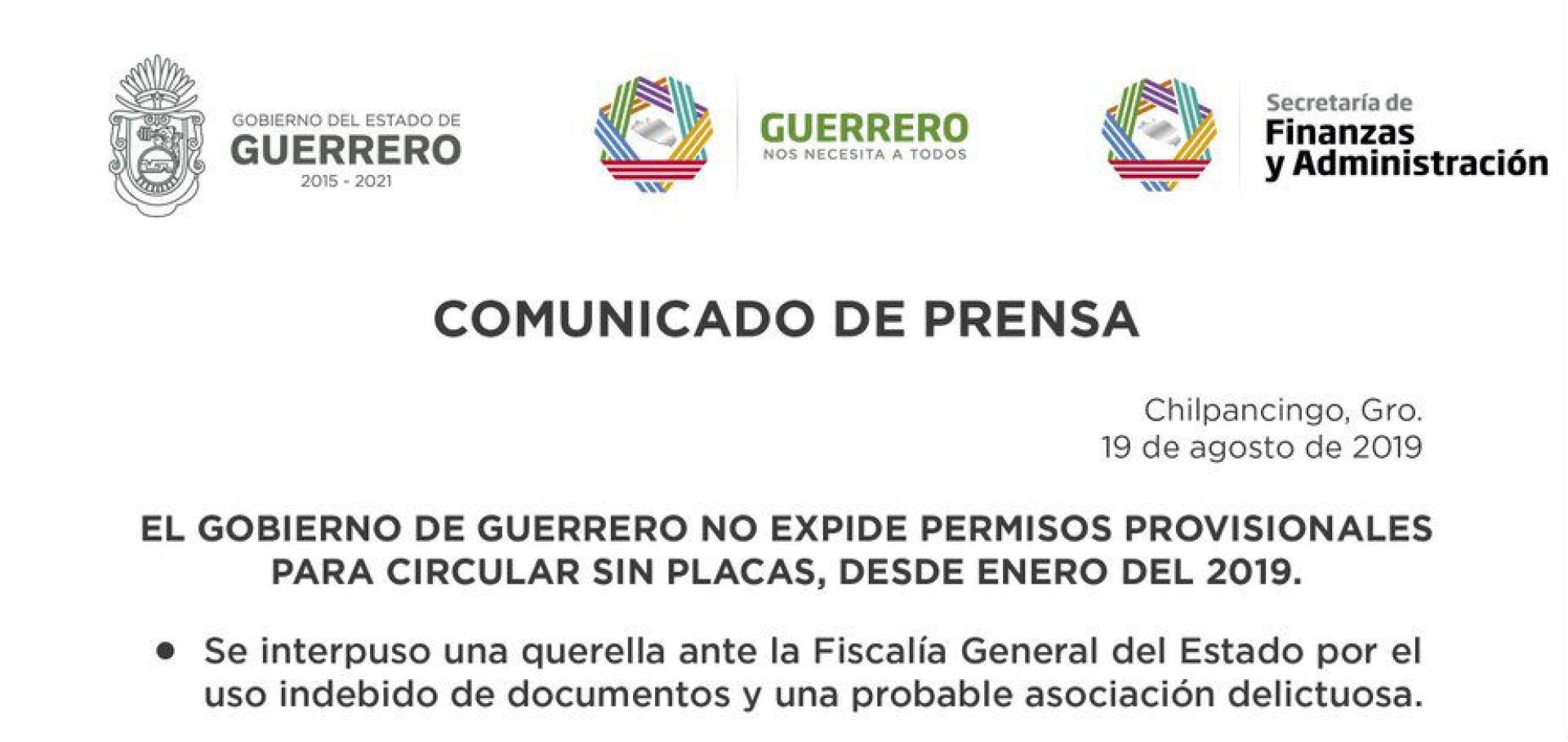 Alerta Gobierno de Guerrero sobre permisos provisionales para circular apócrifos