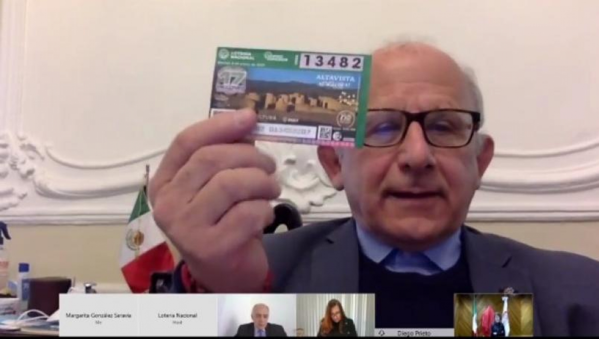 Revelan primer billete de la Lotería Nacional con zona arqueológica