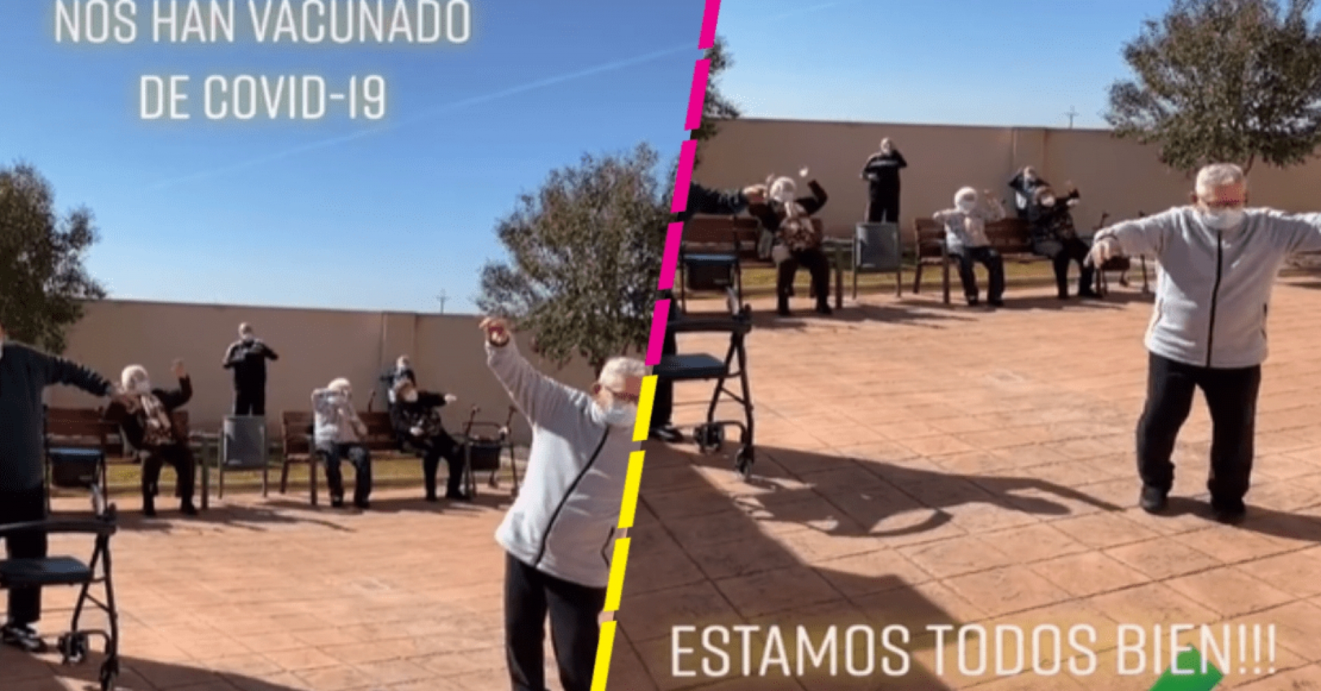 Abuelitos celebran con baile en TikTok que ya fueron vacunados contra COVID