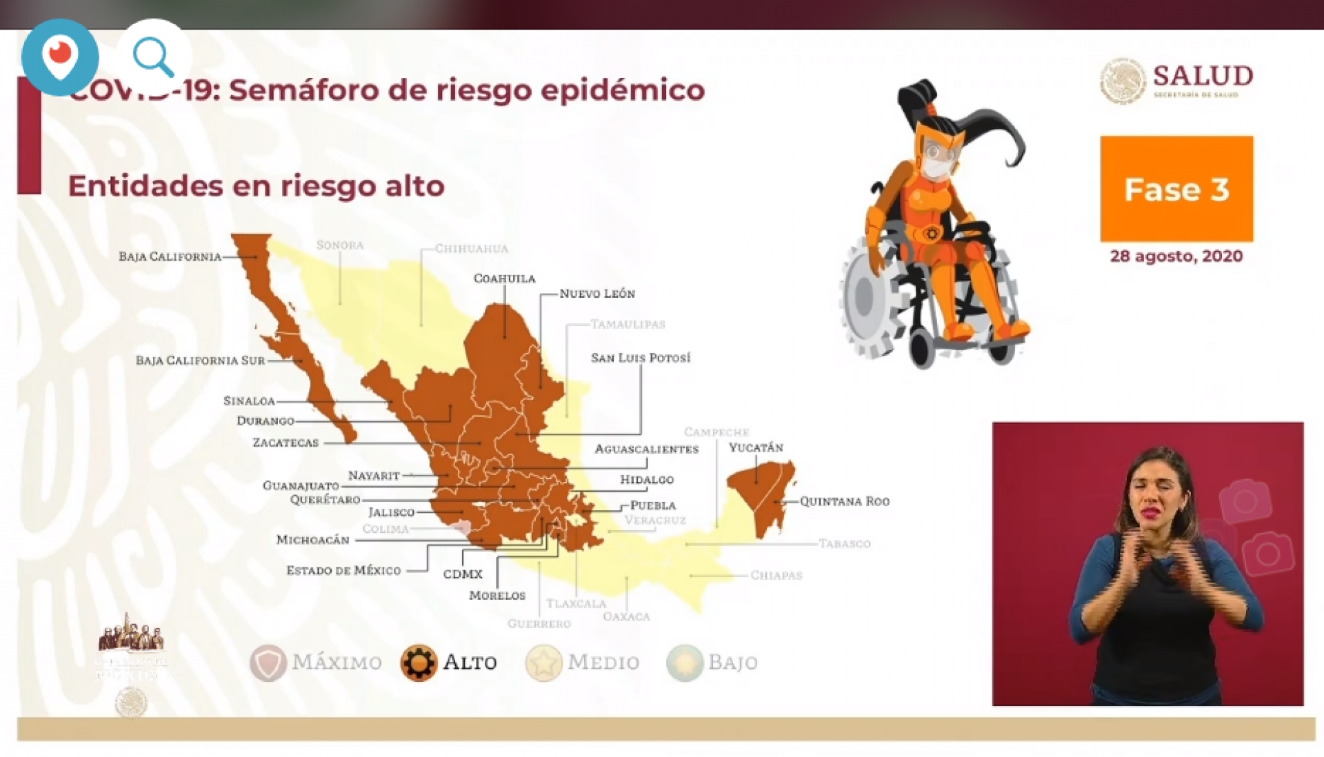 585,738 casos de covid-19 confirmados acumulados en México; Morelos se mantiene en naranja