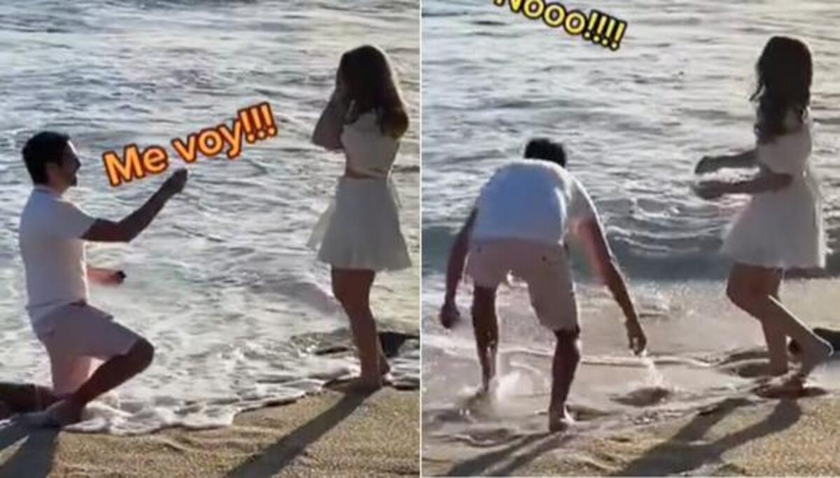 "Y se marchó": Novio iba a pedir matrimonio, pero se la cae el anillo al mar