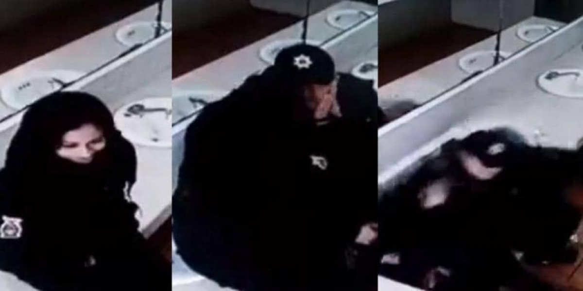 ¡Todo se derrumbó! Policías se ponen románticos en el baño y tiran lavabos