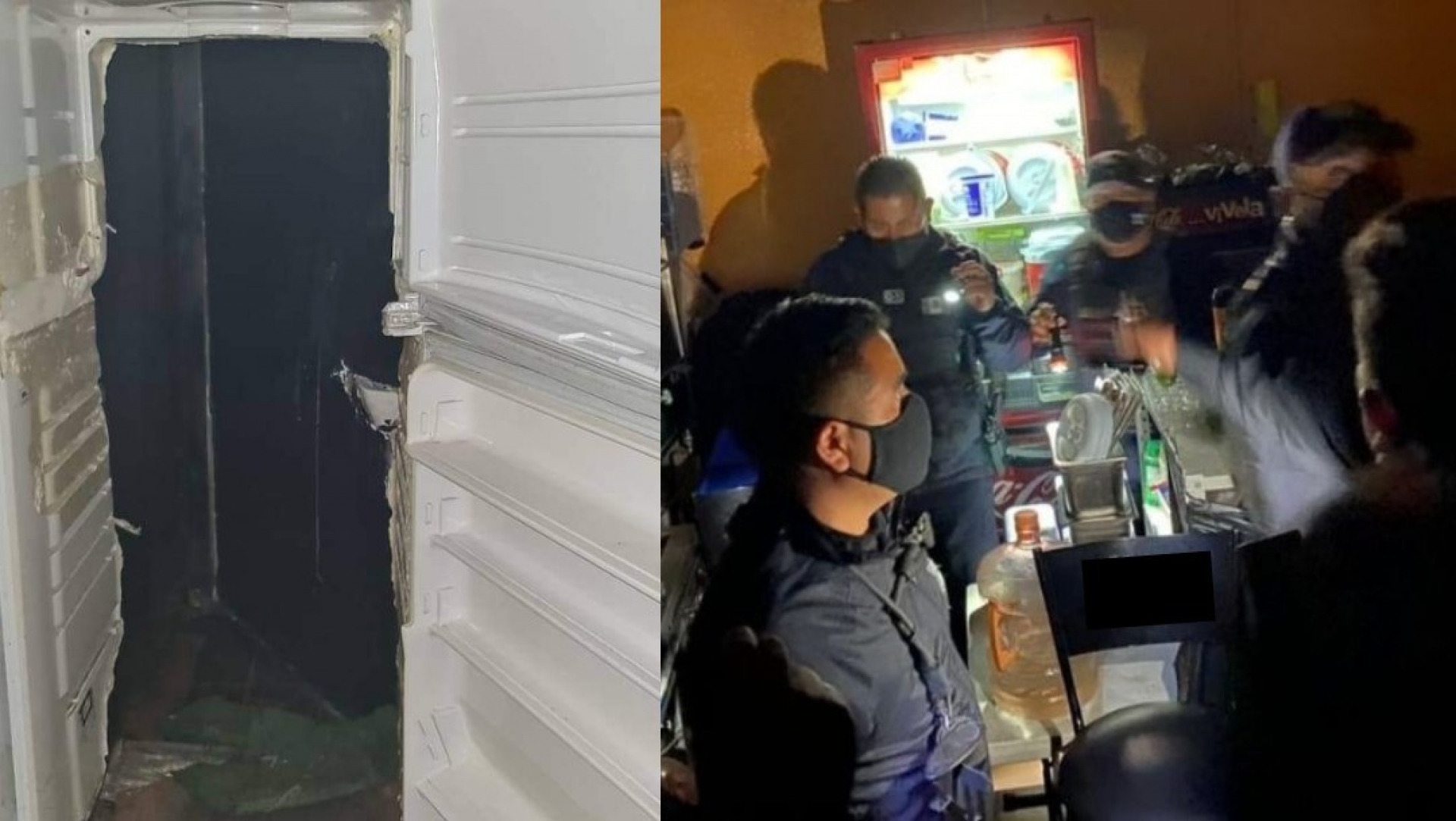 Clausuran bar con acceso por refrigerador falso