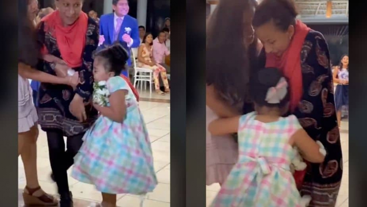 Niña pelea a golpes por ganar el ramo de novia en una boda