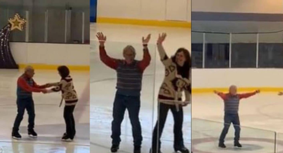 Abuelito aprende a patinar en hielo tras ser diagnosticado con cáncer