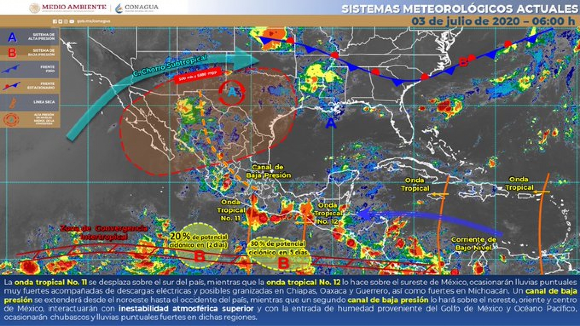 Posibilidad de tormentas y lluvias moderadas en Morelos, este viernes