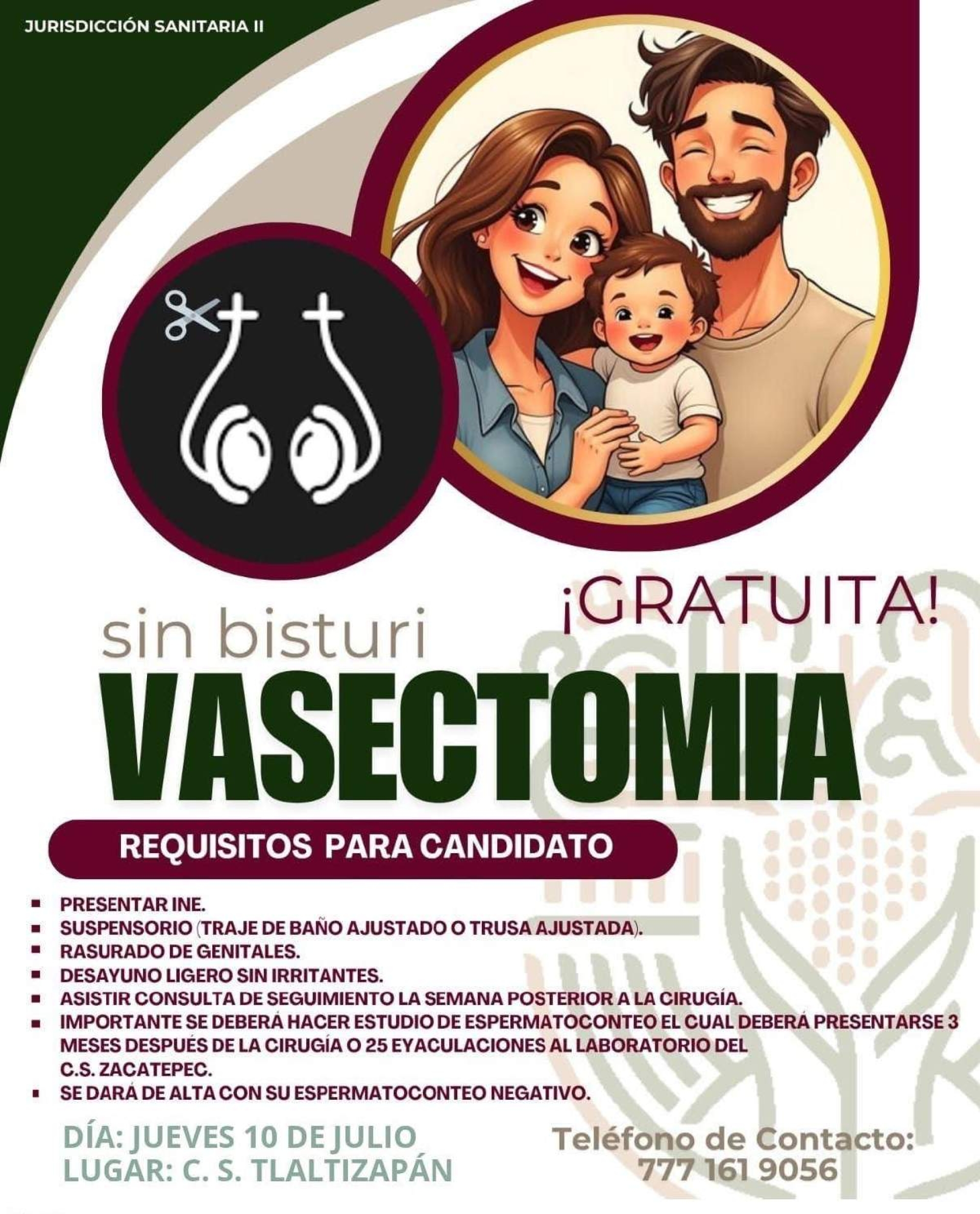 Abren jornada de vasectomía sin bisturí en Tlaltizapán