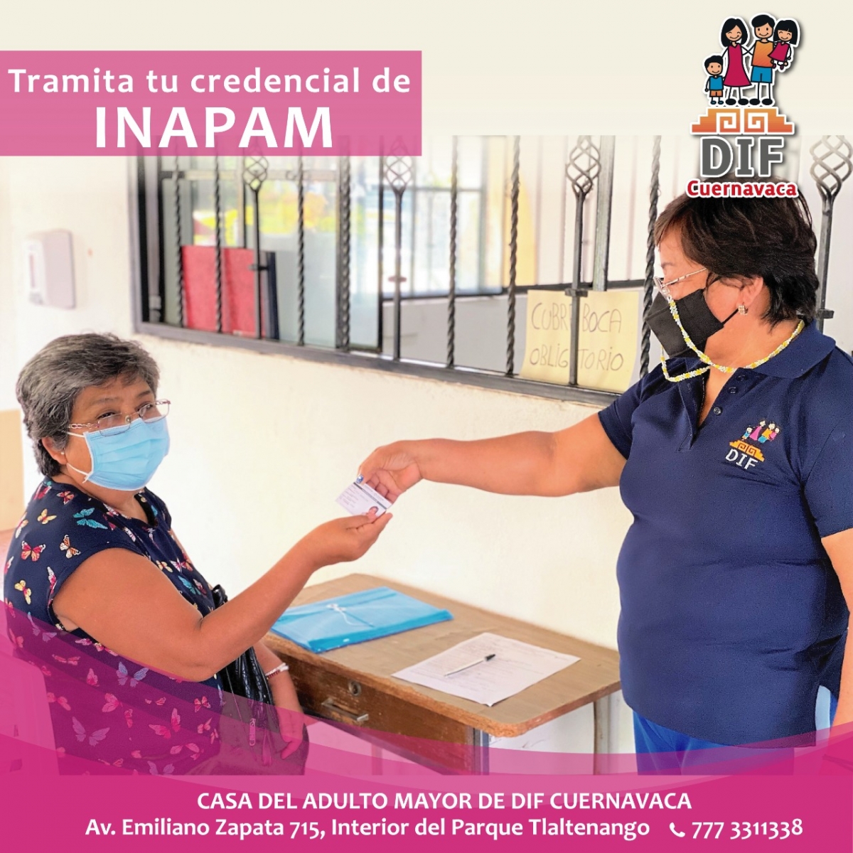 Invita DIF Cuernavaca a tramitar credencial del Inapam en la casa del adulto mayor