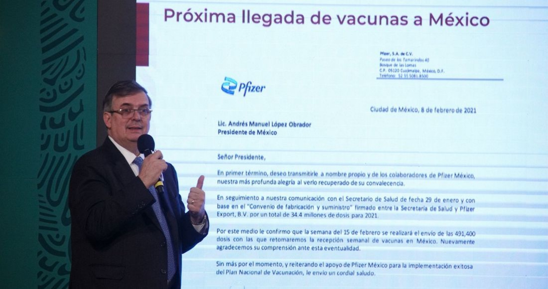 "Reiniciará la vacunación, vienen dosis de Pfizer, AstraZeneca y Sputnik V": Ebrard