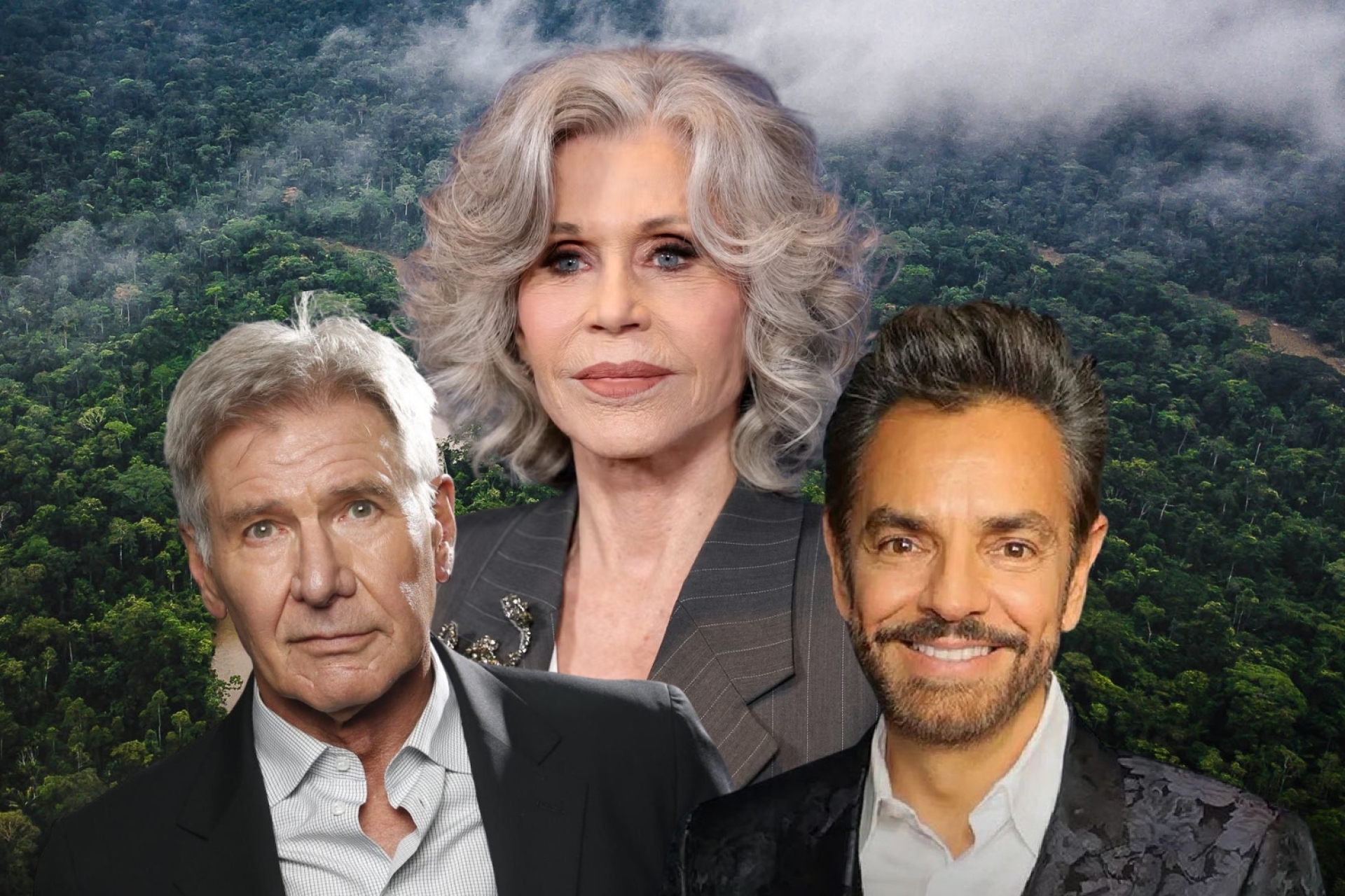 Eugenio Derbez, Jane Fonda y Harrison Ford lideran protesta internacional: 'La Amazonía no está en venta'