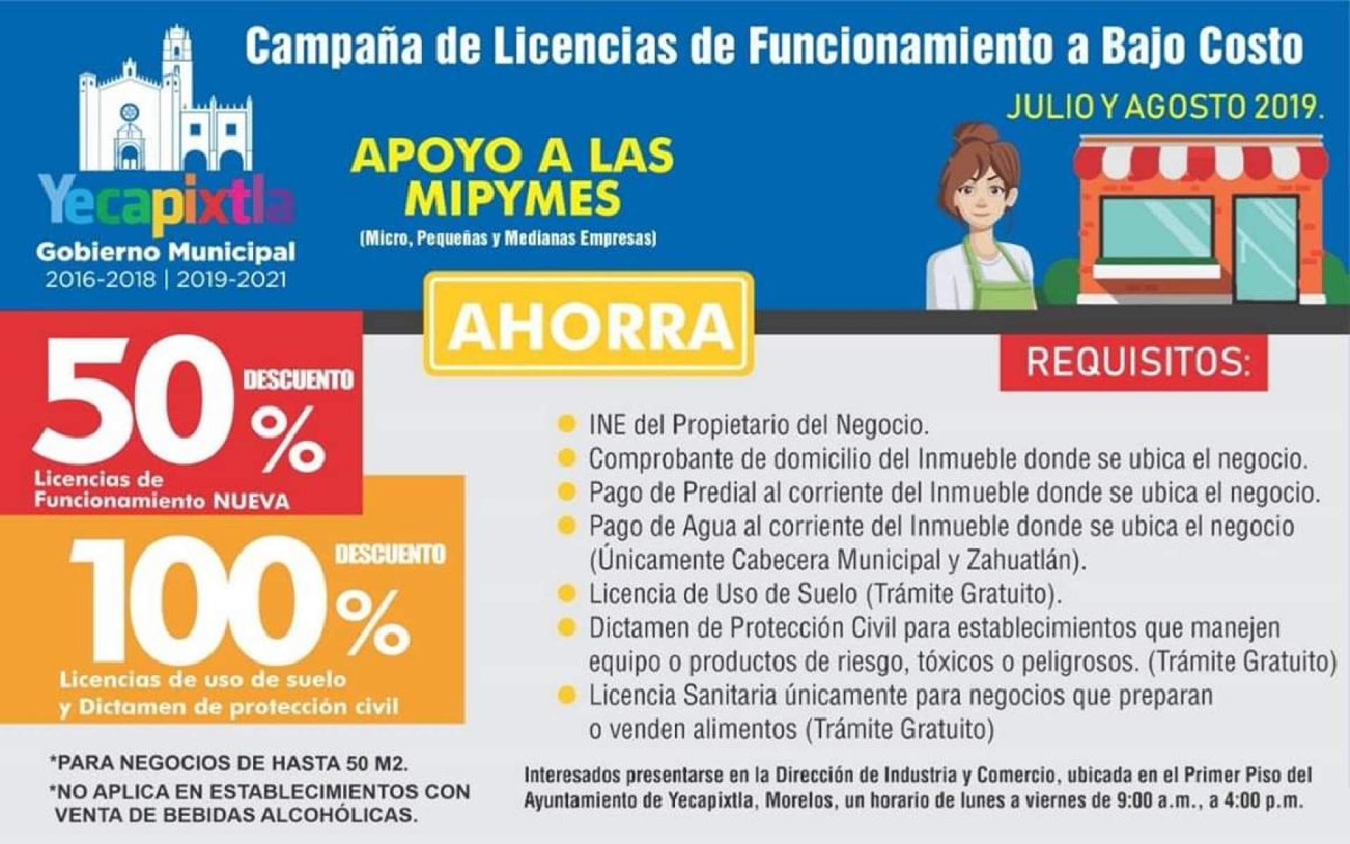 Lanzan campaña de licencias de funcionamiento a bajo costo en Yecapixtla