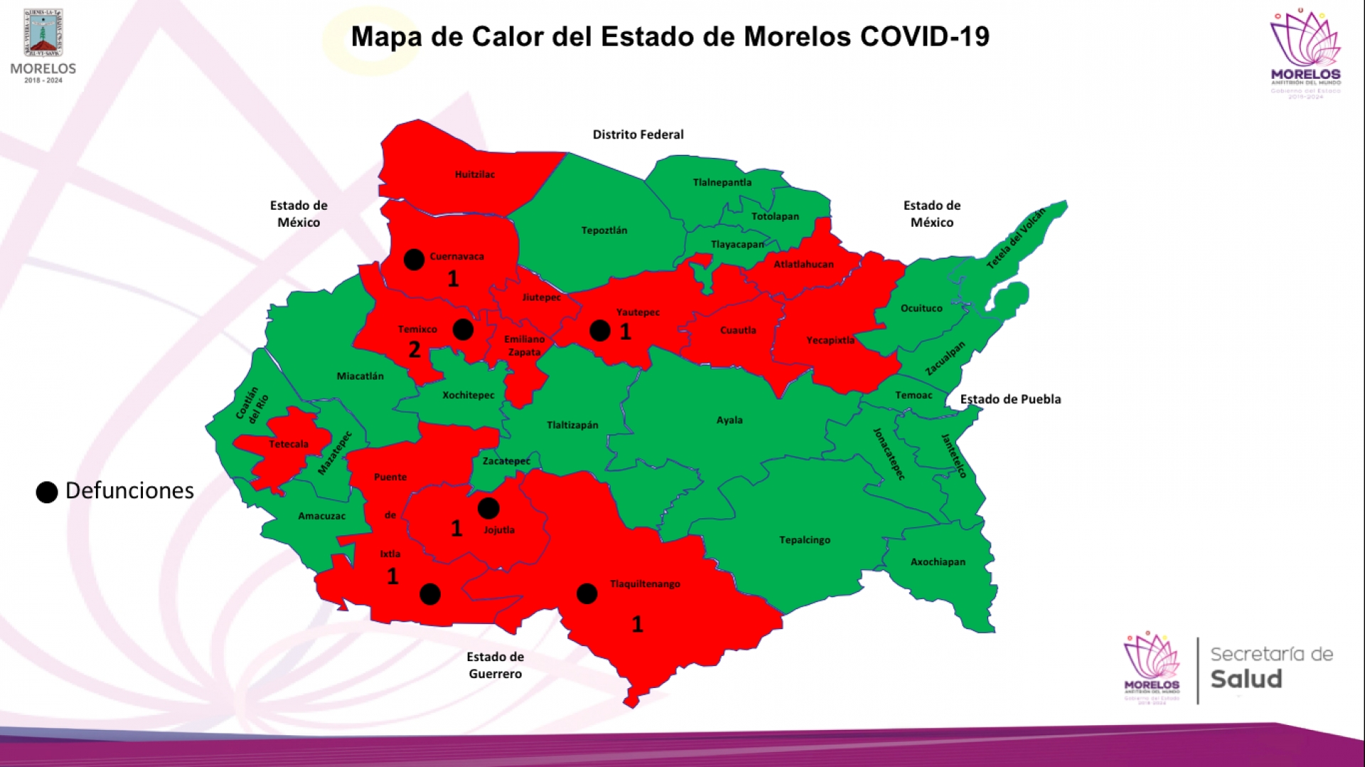 7 decesos por COVID-19 en Morelos