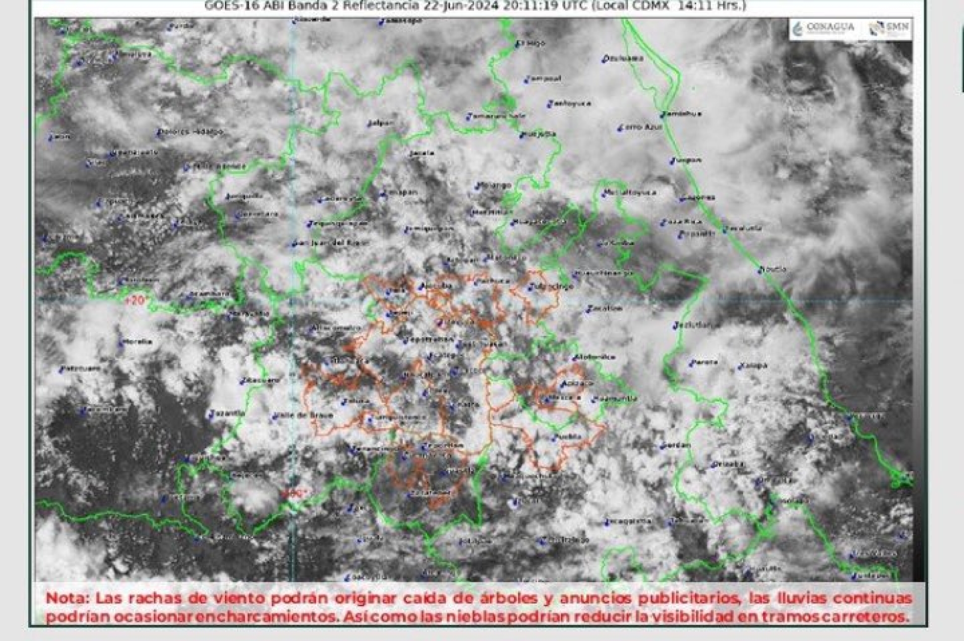 Se esperan lluvias y rachas de viento en algunas regiones, informó CEPCM