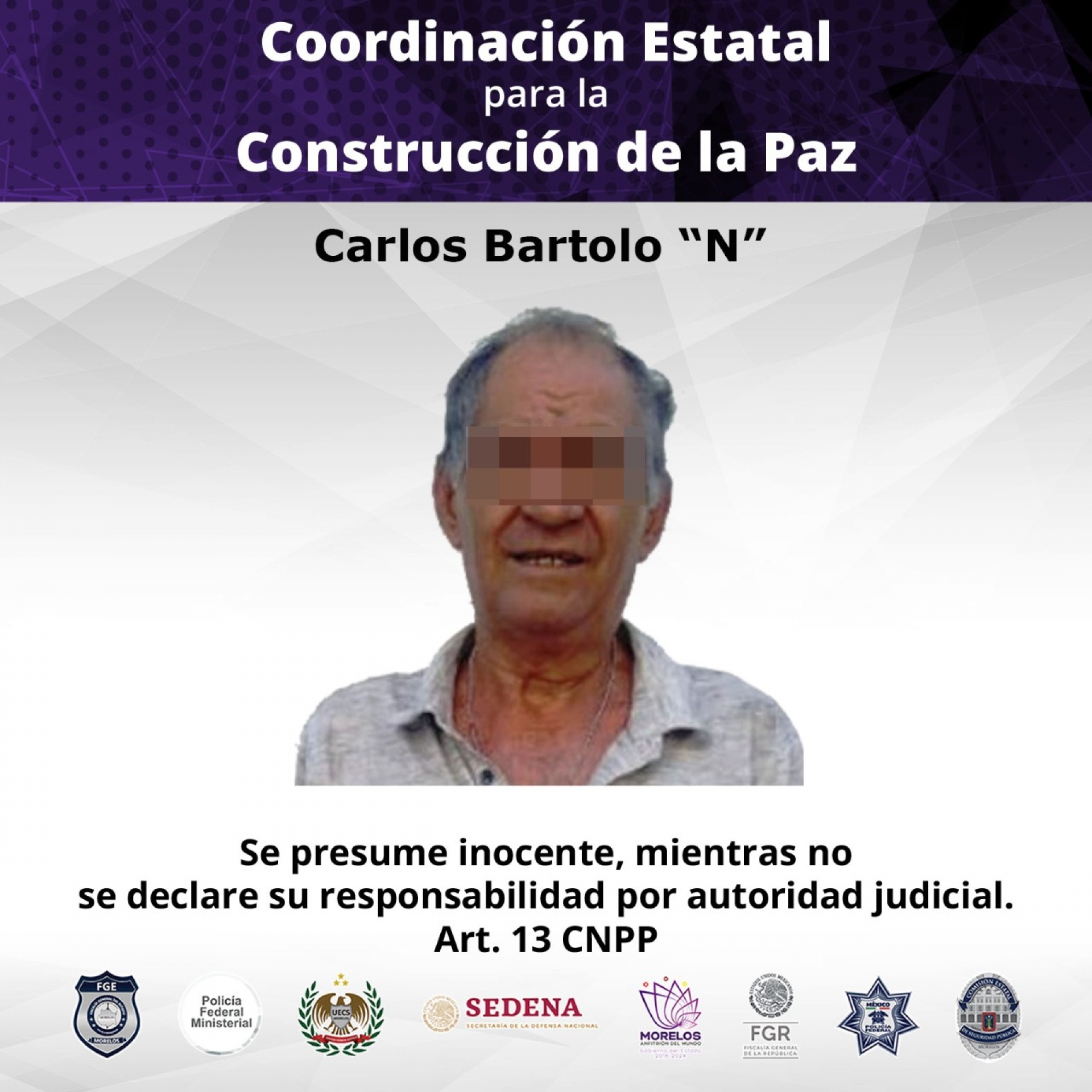 Detiene PIC a hombre de la tercera edad, imputado por delito de violación y abuso sexual