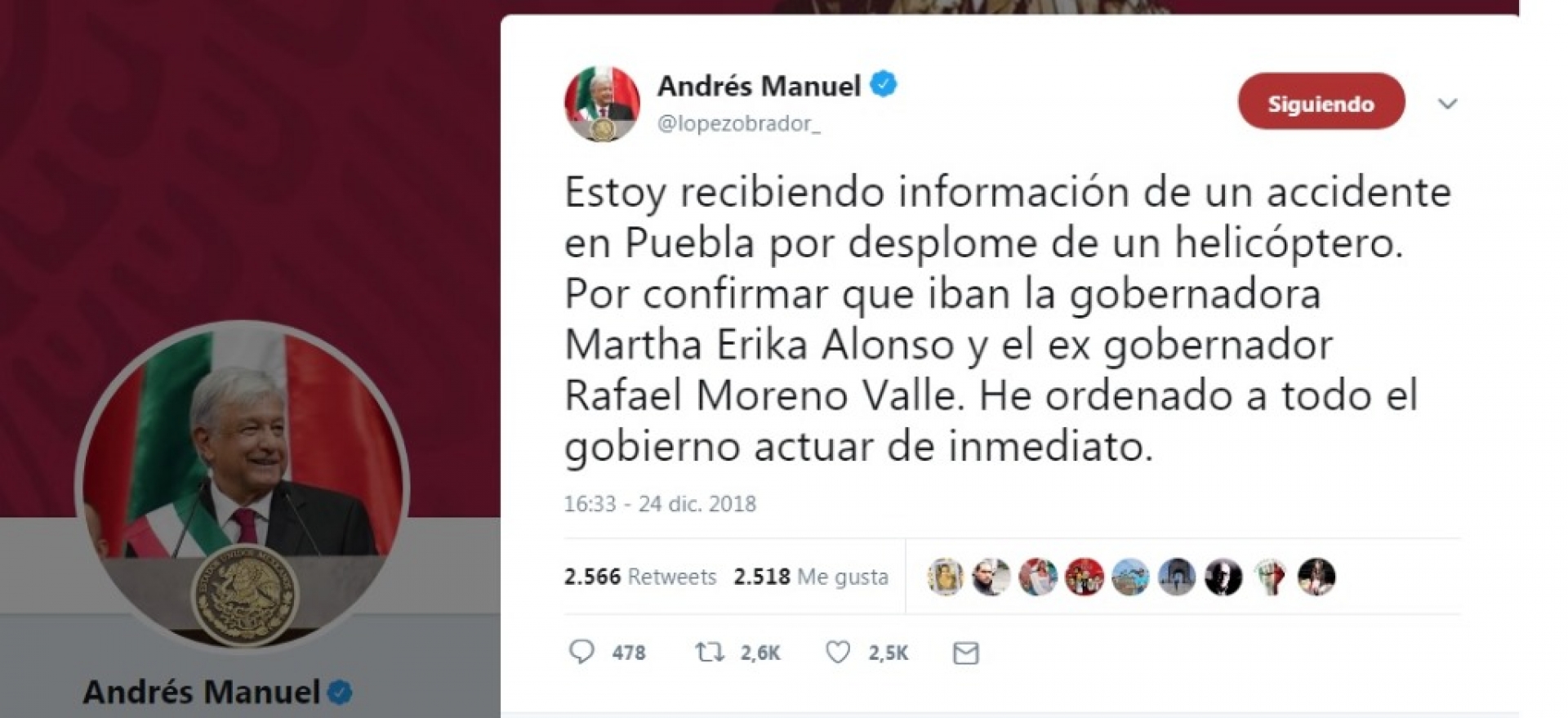 Mueren Moreno Valle y esposa en desplome de helicóptero