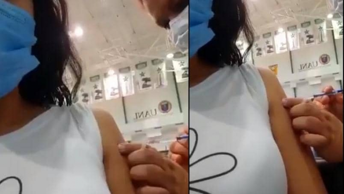 Maestra en Nuevo León exhibe “montaje” en su aplicación de vacuna COVID