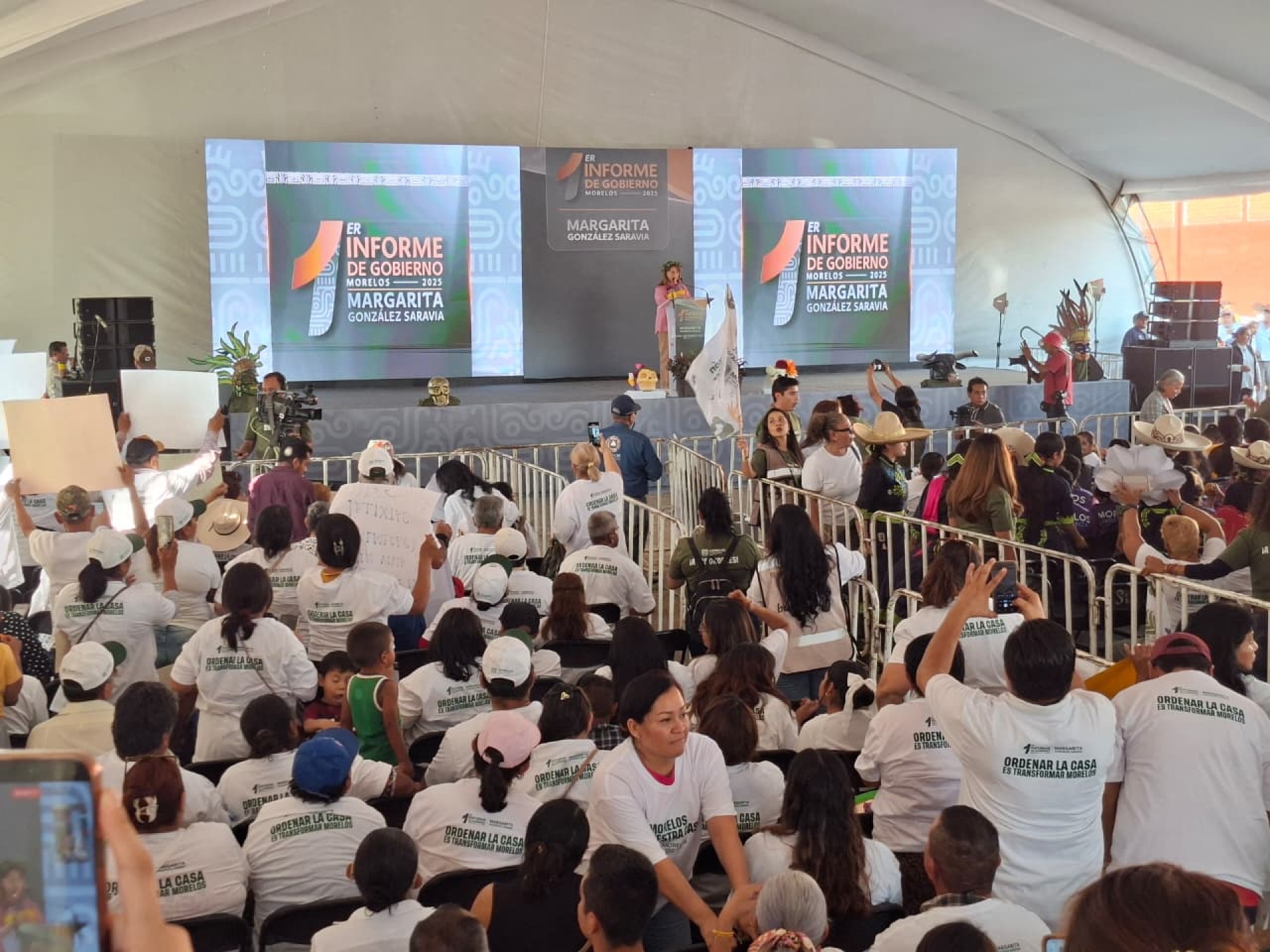 Rinde gobernadora Margarita González Saravia primer informe de gobierno, en Jantetelco