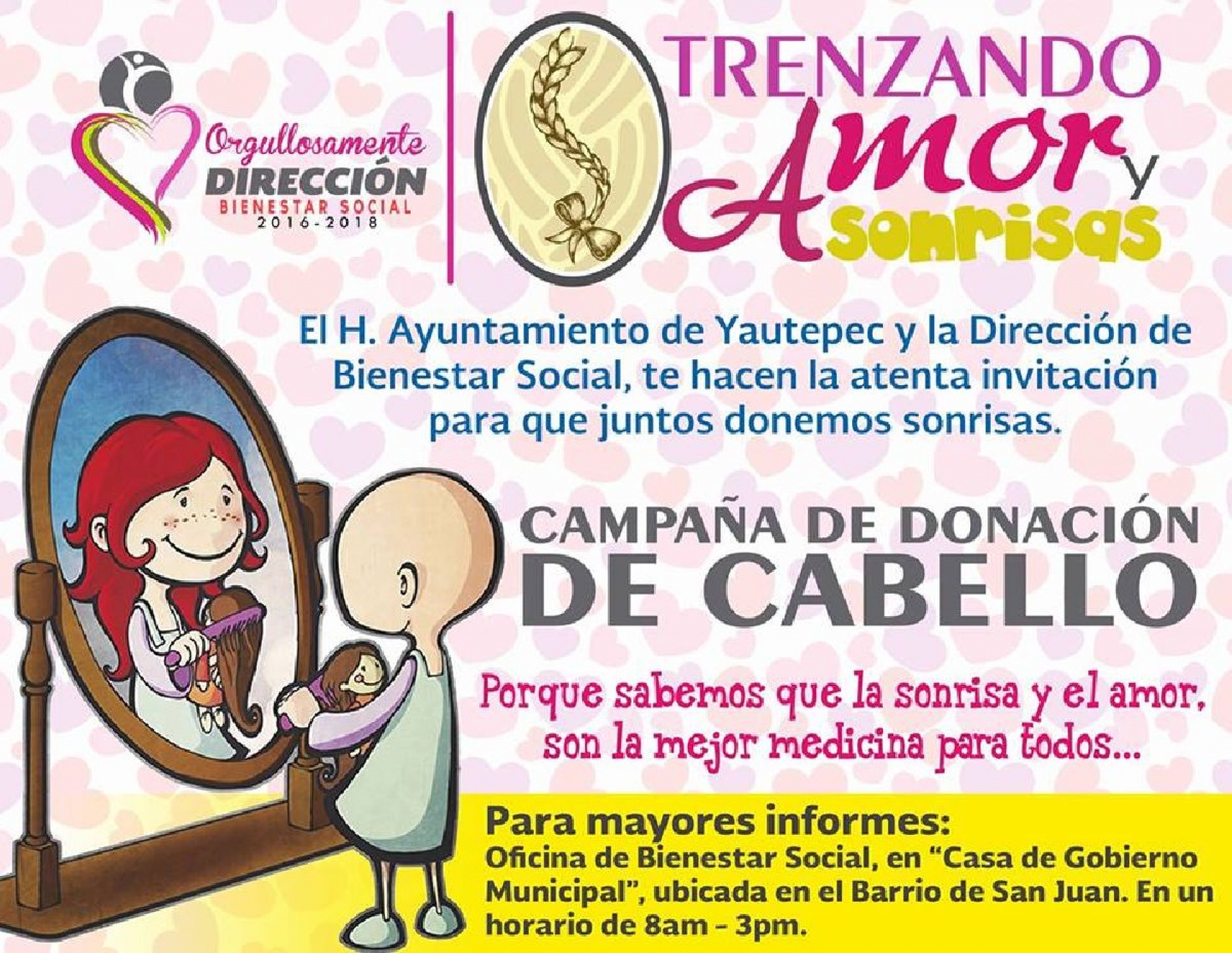 Realizan la primera colecta de cabello para pelucas oncológicas en Yautepec