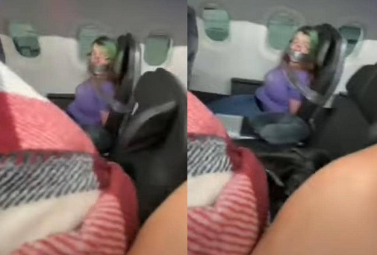 Amarran a una mujer con cinta adhesiva al asiento de un avión por agredir a una azafata