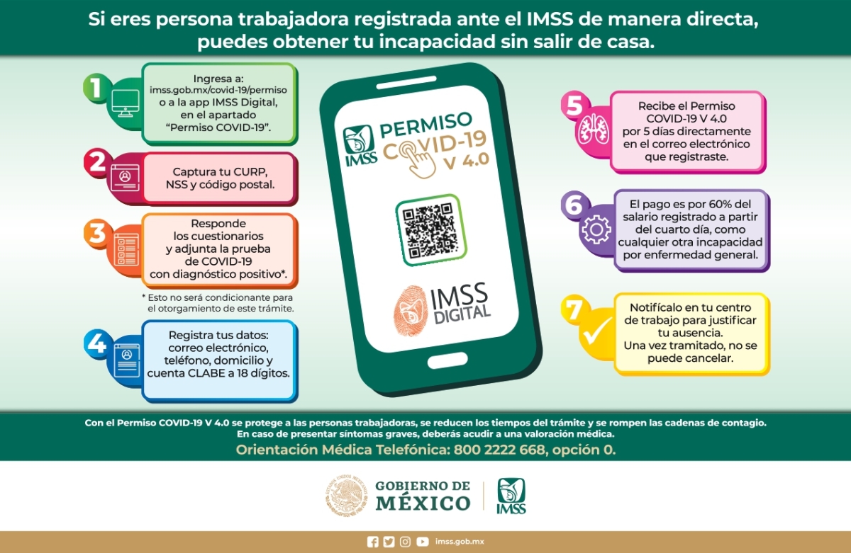Lanza IMSS permiso COVID 4.0 para otorgar incapacidades temporales a trabajadores contagiados