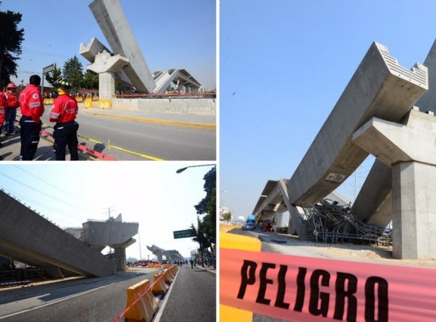 Se desploma obra del tren México-Toluca