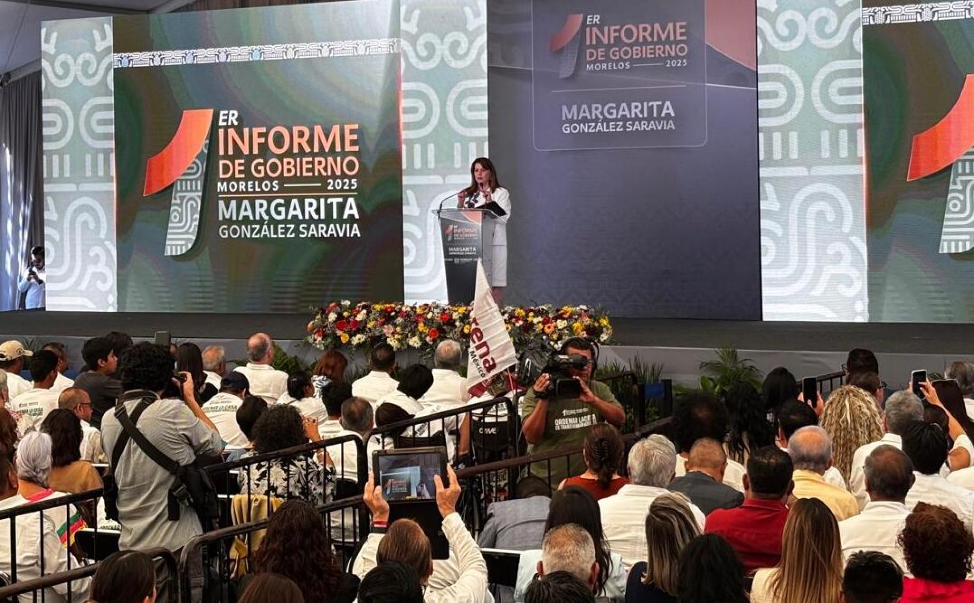 Presenta gobernadora Margarita González Saravia primer informe de gobierno en la región noroeste, desde Cuernavaca