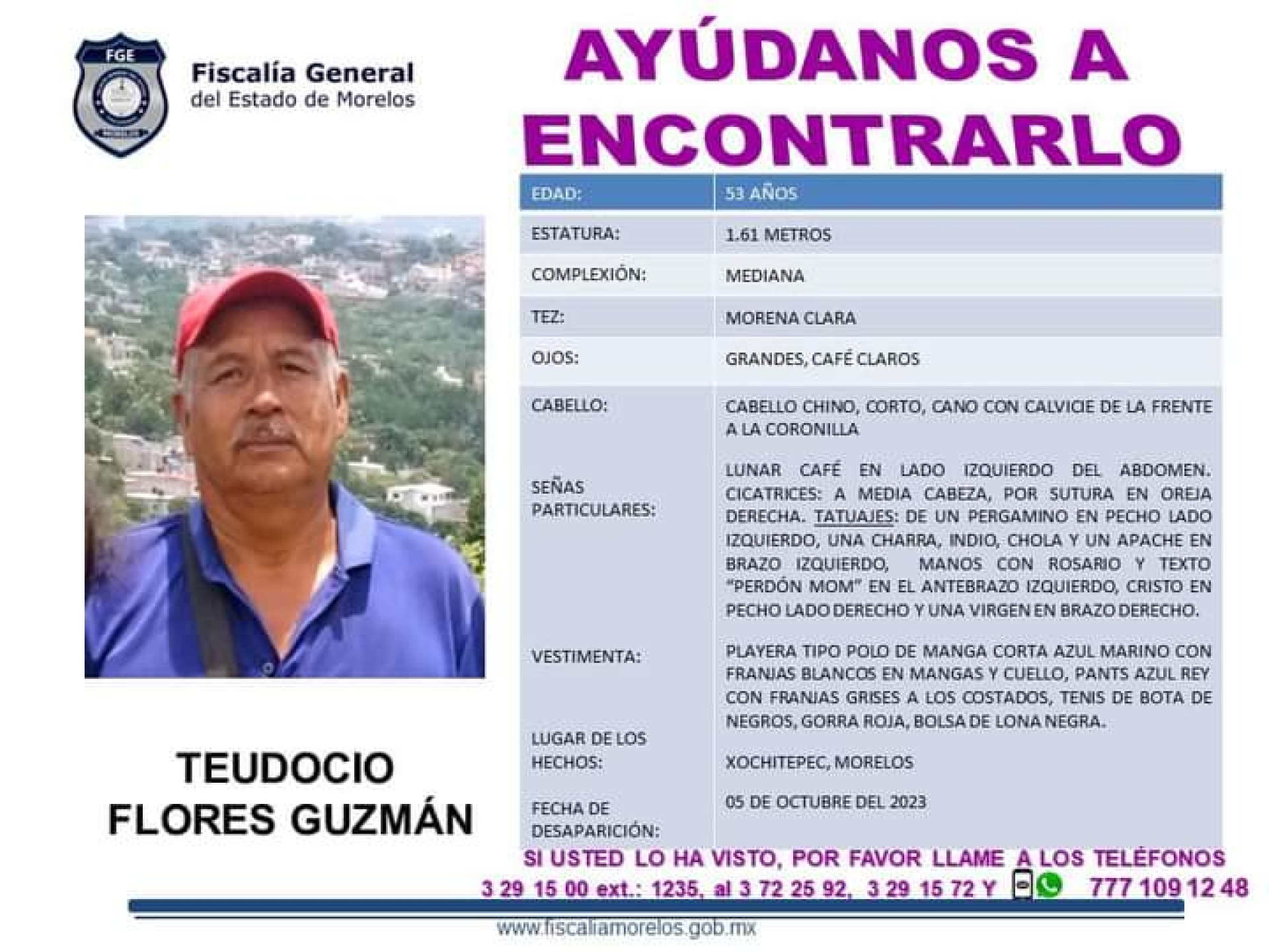 Desapareció en Xochitepec hace tres días