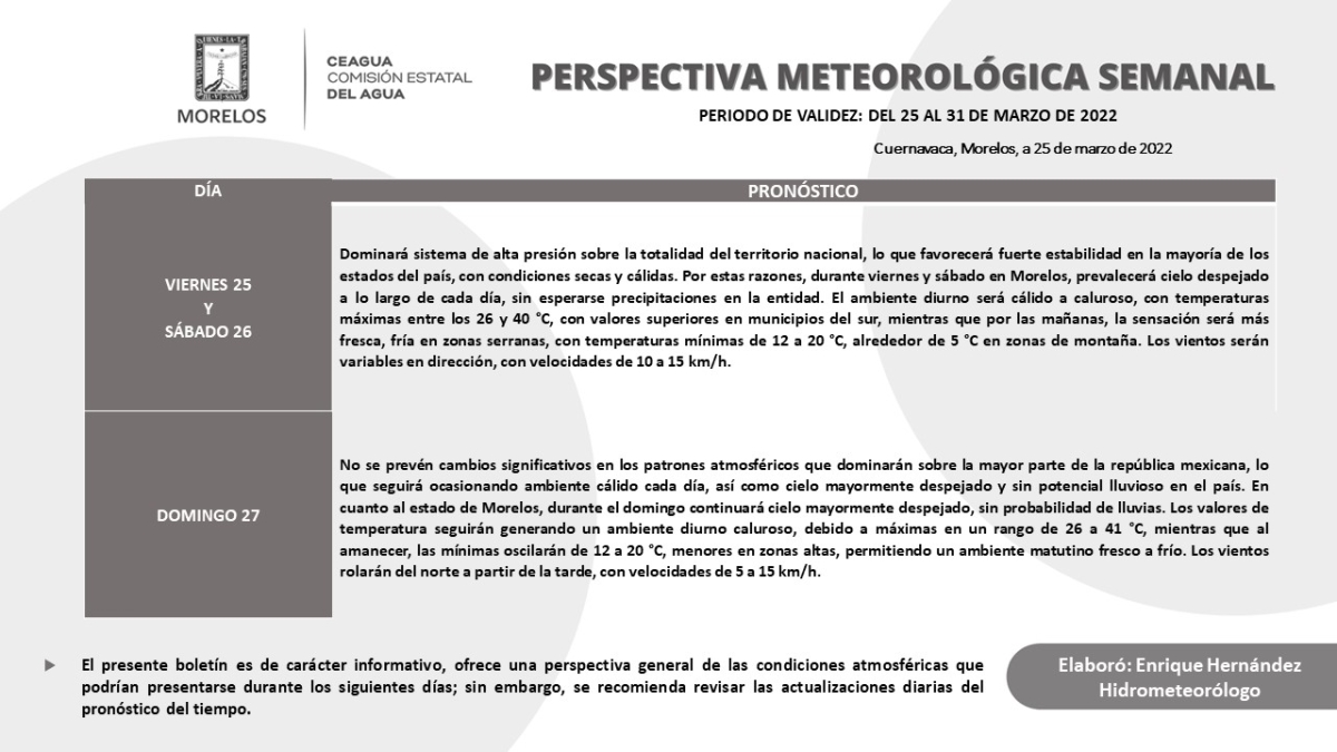 Suben temperaturas este fin de semana en Morelos