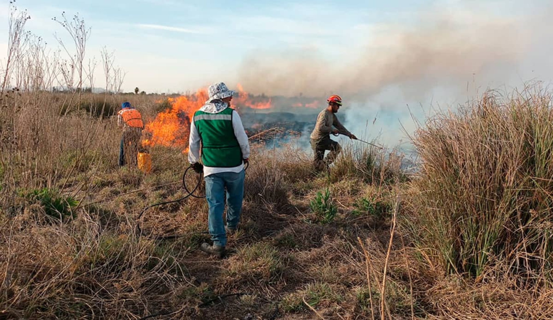 Atienden incendio de pastizal en Puente de Ixtla