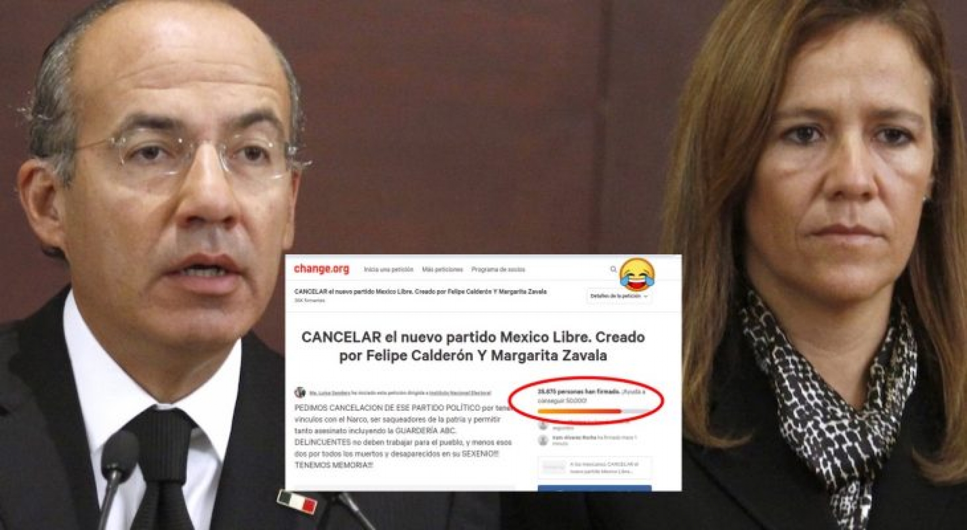 En 2 días se reúnen más de 35,000 firmas para cancelar el partido de Calderón y Margarita Zavala