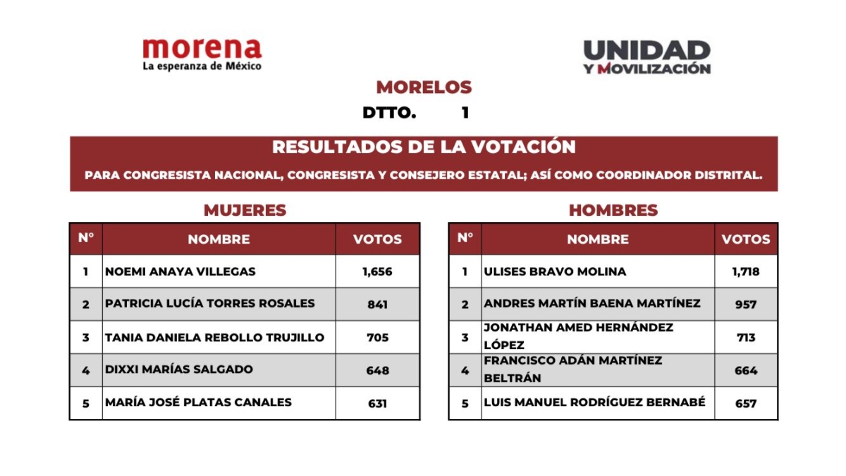 Listas de consejeros de Morena, sin ningún cambio