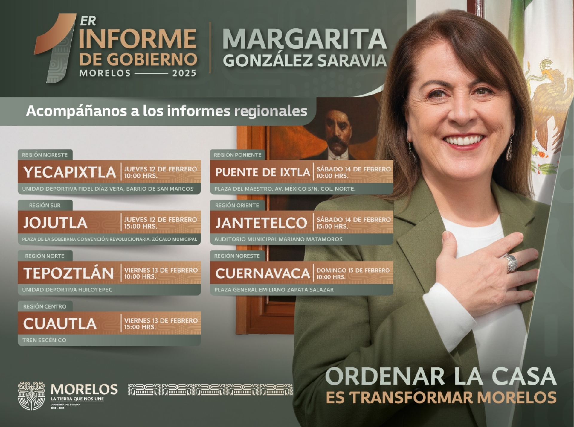 Anuncia Margarita González Saravia que presentará siete informes regionales para rendir cuentas de frente al pueblo