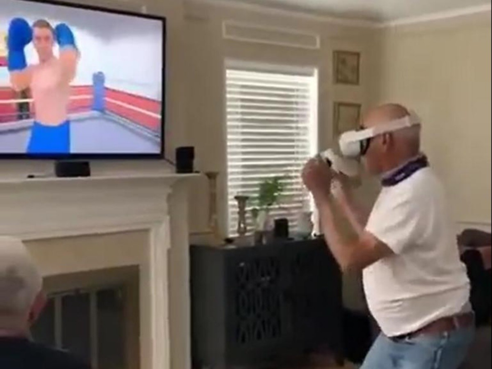 Abuelito es “noqueado” en una pelea de realidad virtual