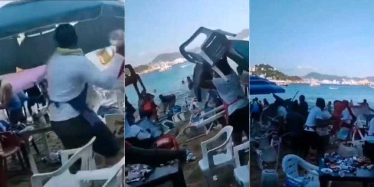 Meseros y turistas protagonizan pelea campal en Acapulco