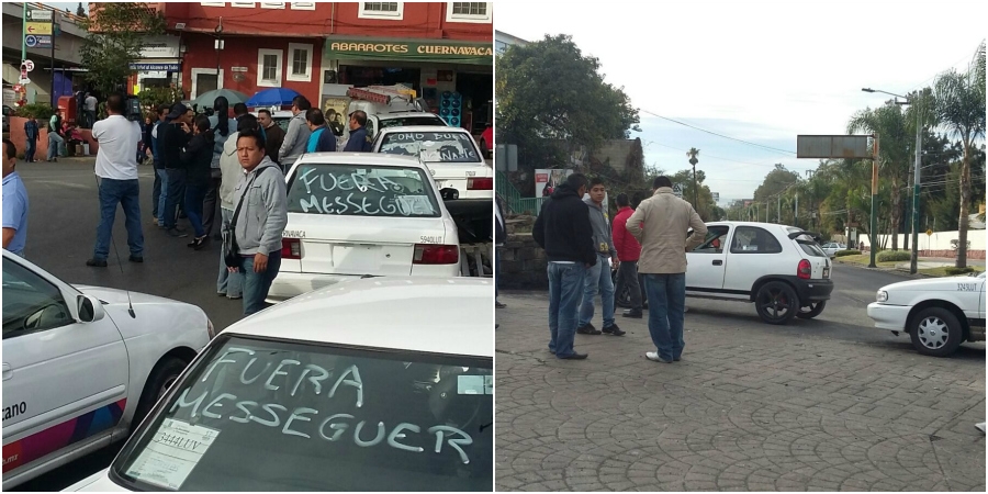 Se manifiestan taxistas en contra de la aplicación del programa "Hoy no circula"