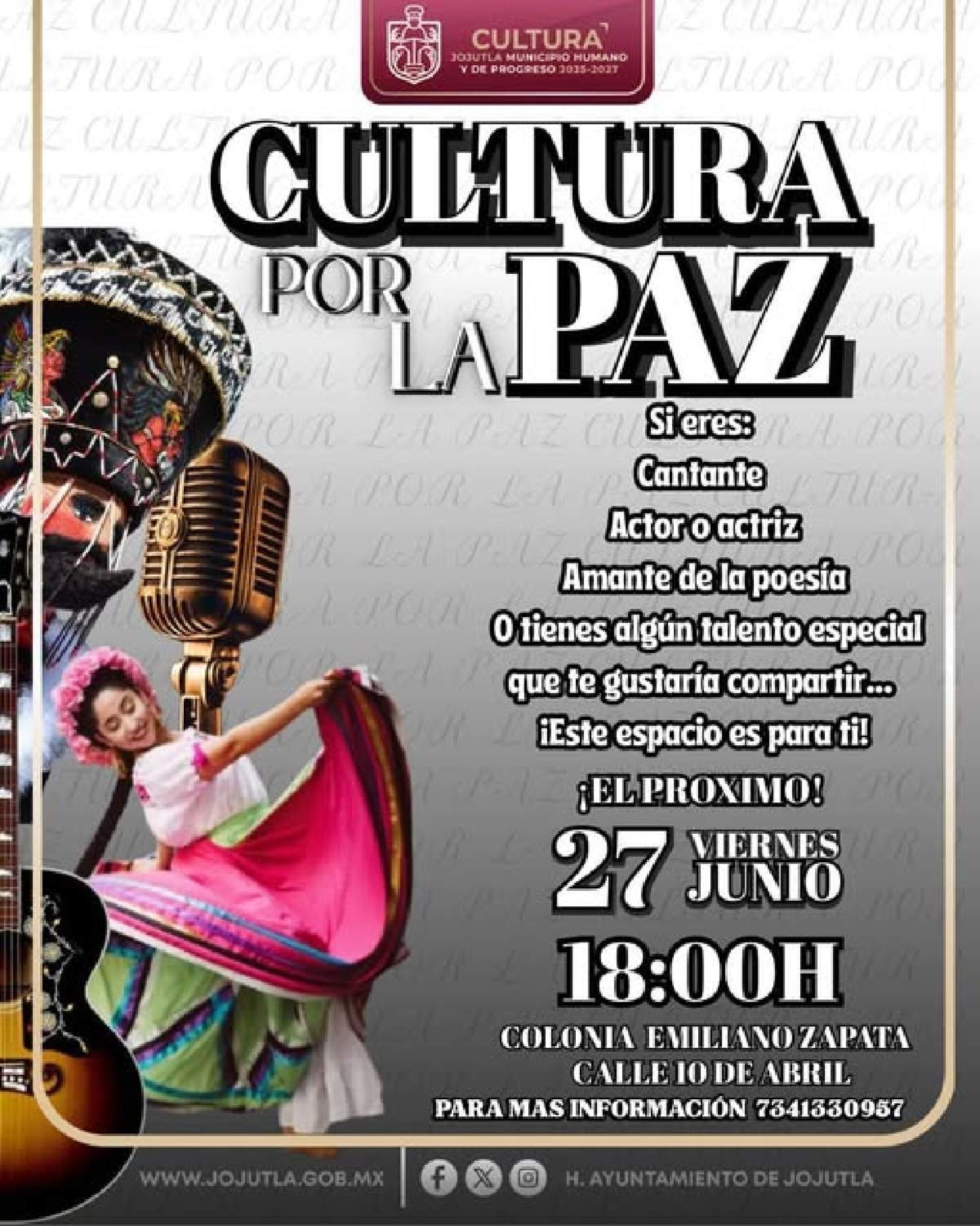 Realizarán en Jojutla las Jornadas Culturales por la Paz