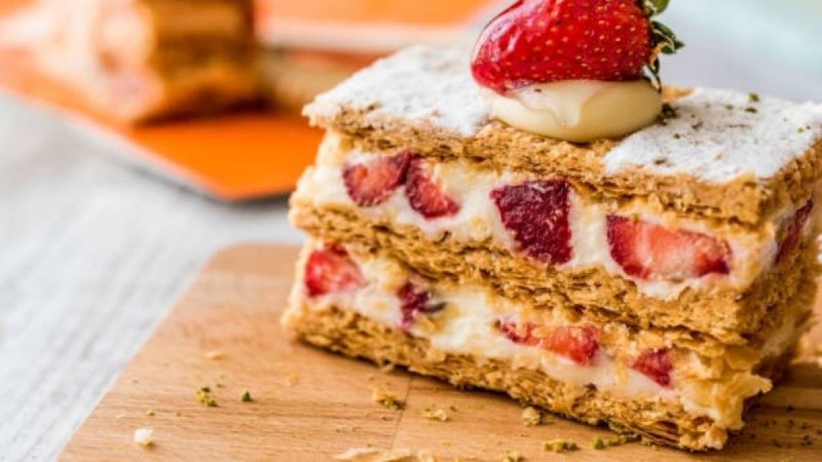 Postre milhojas de crema con nata, una delicia de sabor que tienes que preparar