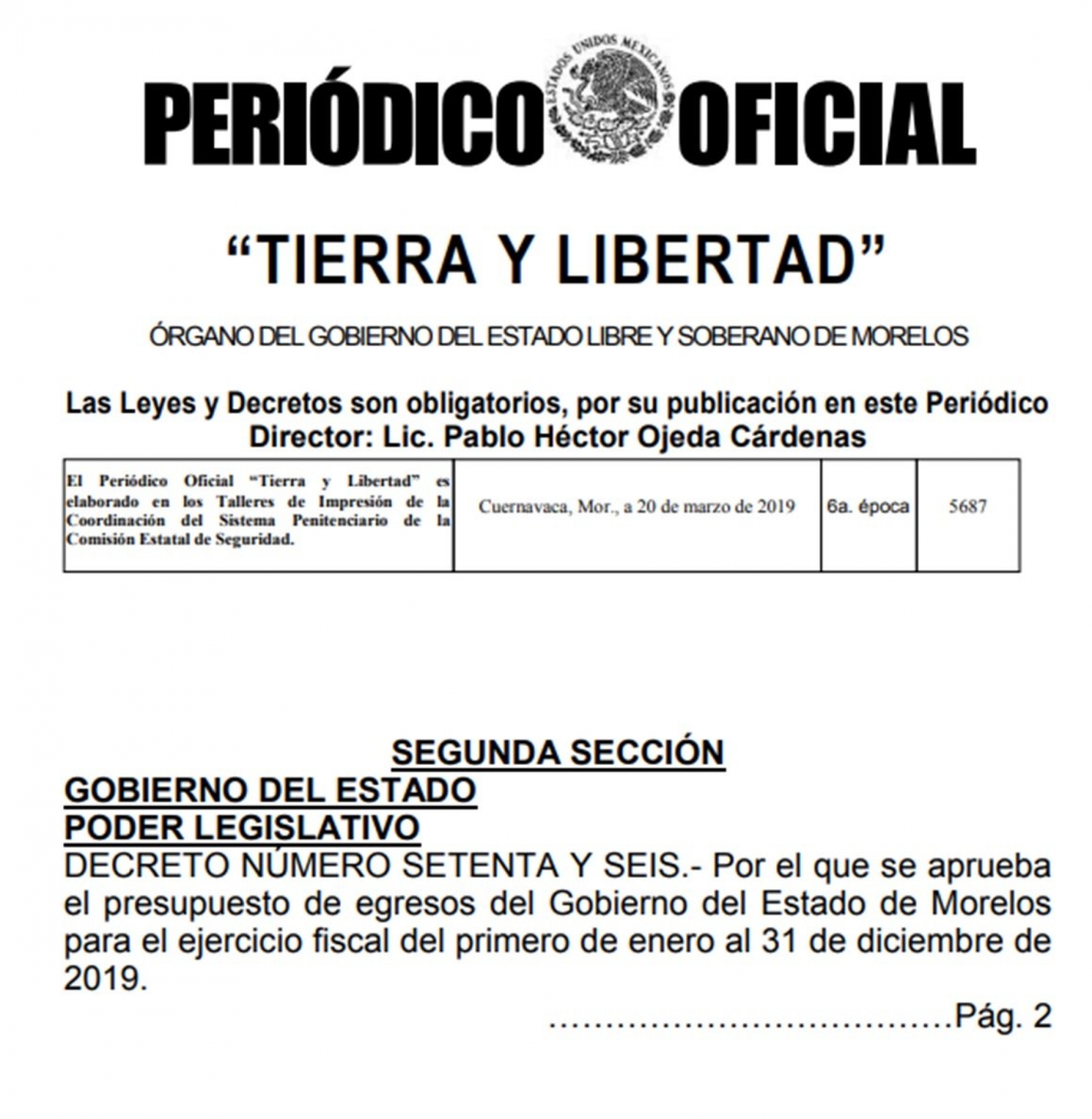 Fue publicado el decreto del paquete económico 2019