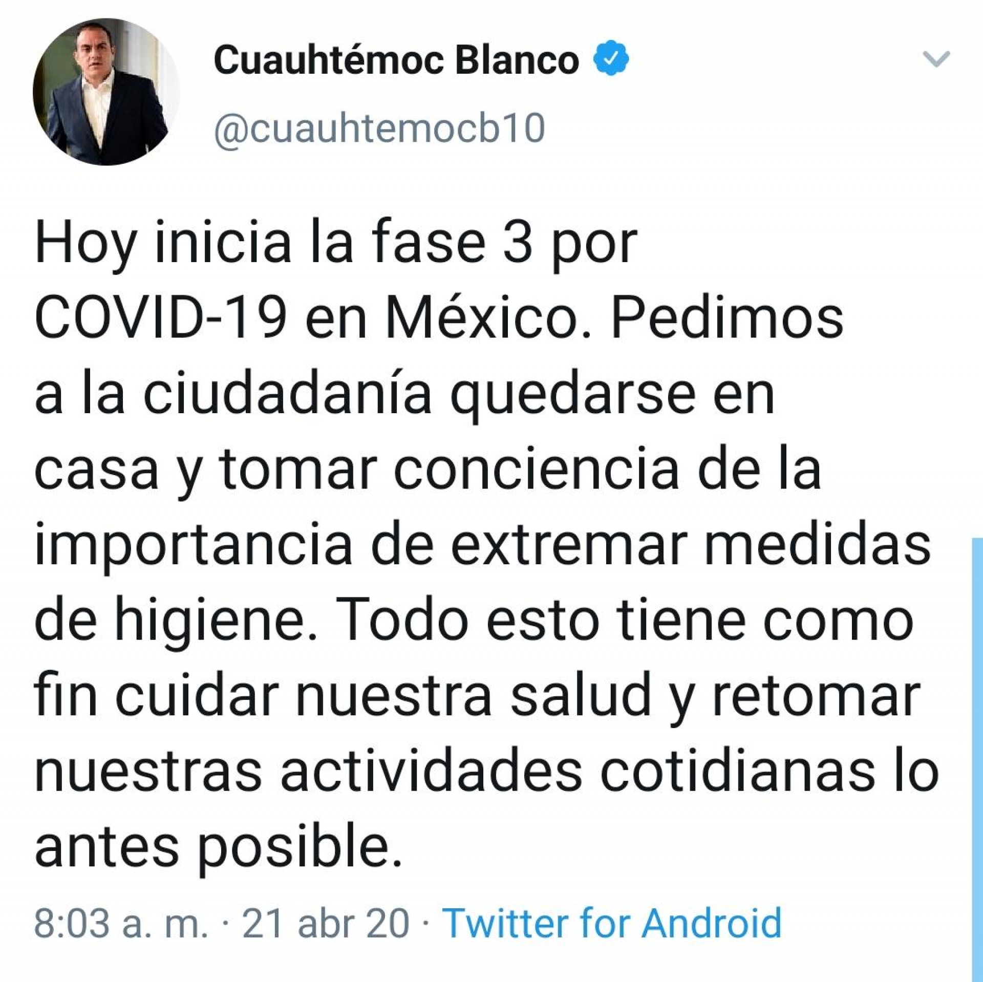 Inició fase tres por Covid-19 en México; gobernador llamó a extremar medidas sanitarias