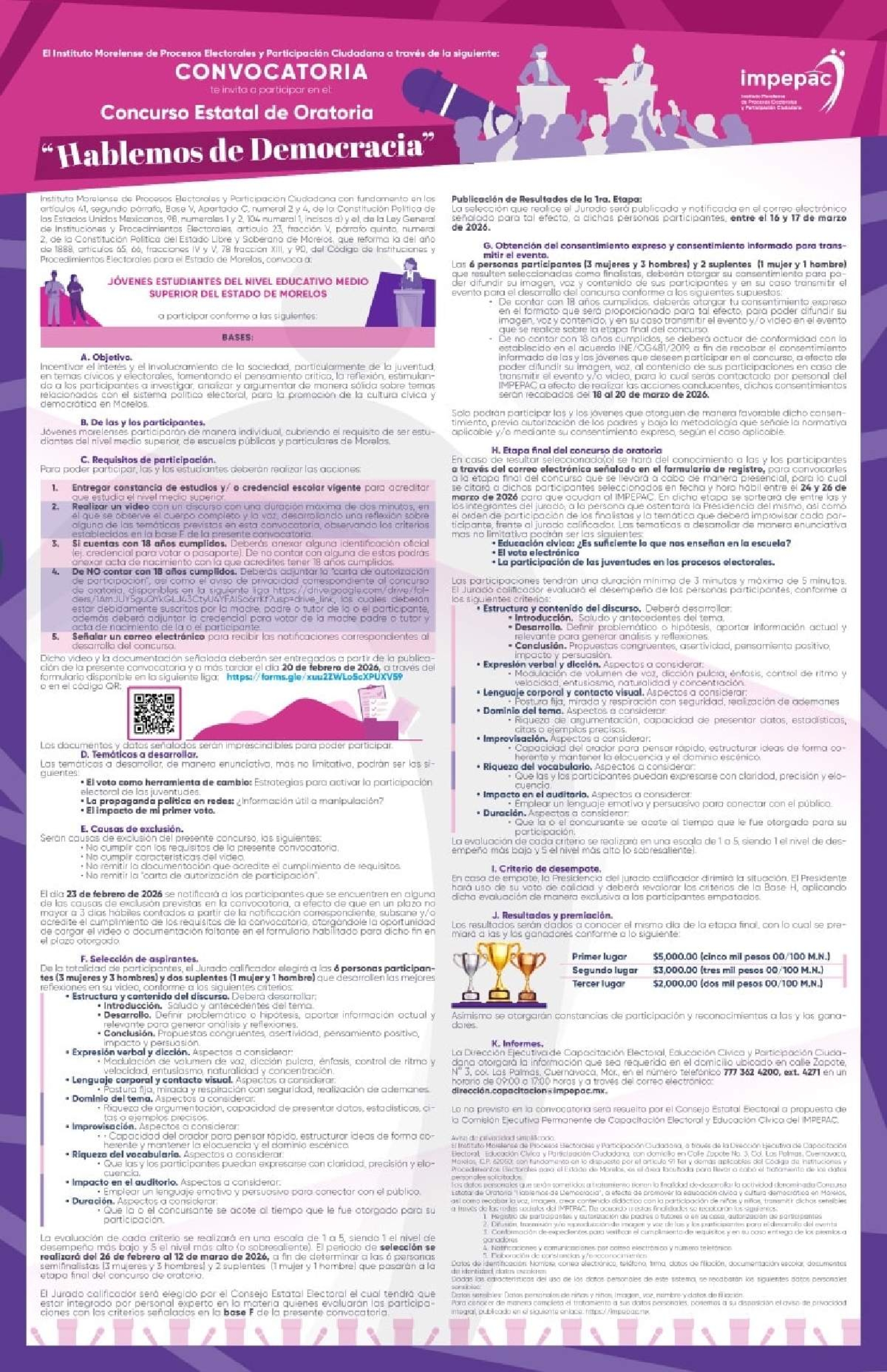 Lanzan convocatoria de Concurso Estatal de Oratoria